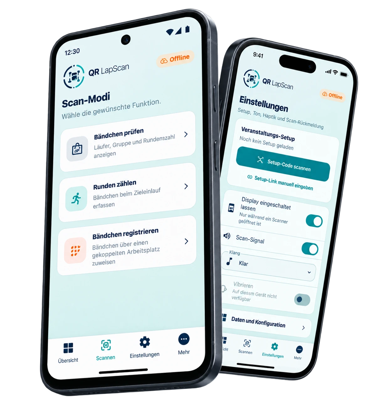 QR LapScan App auf Android- und iOS-Smartphone